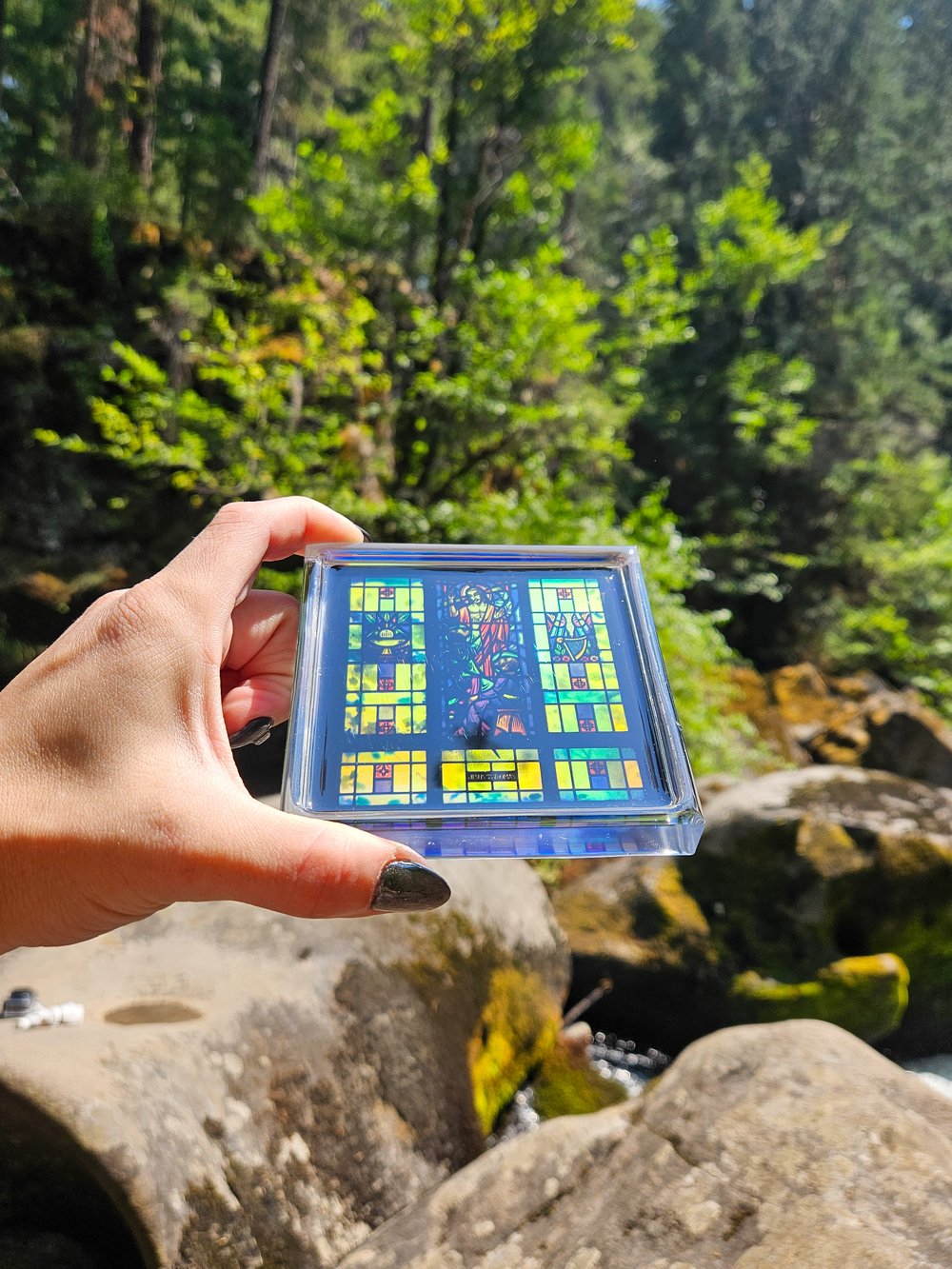 Image of Irirdescent Bando Buff Jesus Square Coaster 2