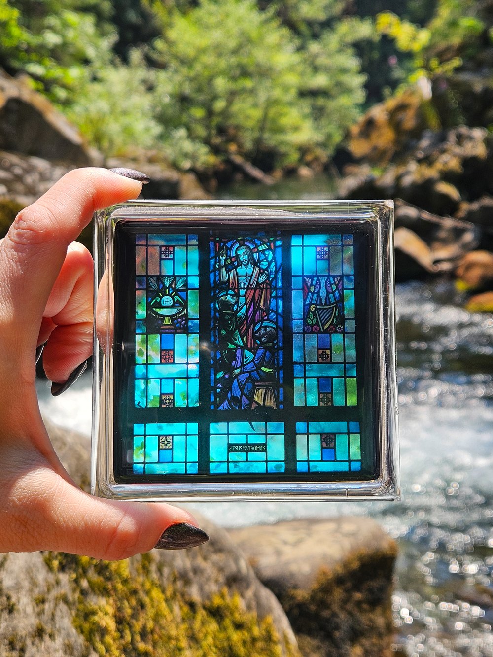Image of Irirdescent Bando Buff Jesus Square Coaster 2
