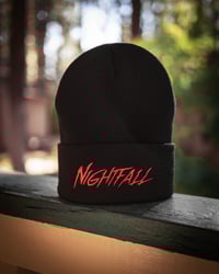 Image 2 of Red on Black Stitched Beanie