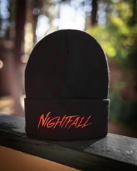 Image 3 of Red on Black Stitched Beanie