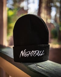Image 1 of White on Black Stitched Beanie