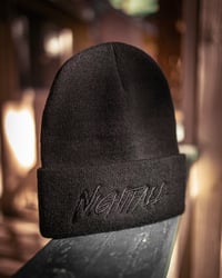 Image 3 of Black on Black Stitched Beanie