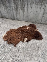 Image 1 of Brown and White Sheepskin Shearling Rug