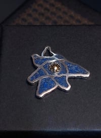 Image 2 of Silver "Fly"  pendant with Lapis Lazuli- 24k Gold ball