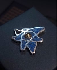 Image 1 of Silver "Fly"  pendant with Lapis Lazuli- 24k Gold ball
