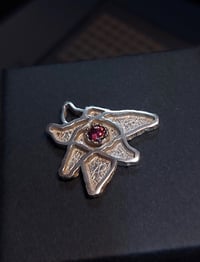 Image 1 of Silver "Fly" pendant- Pink Garnet