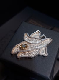 Image 1 of Silver "Shift" pendant- Yellow Zircon