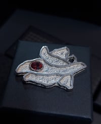 Image 1 of Silver "Shift" pendant- Red Zircon