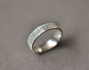 Image of 9ct white gold, 5mm, flat court, horn textured ring