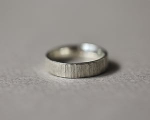 Image of 9ct white gold, 5mm, flat court, horn textured ring