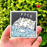 Image 1 of Cussing Cat in Bed Sticker