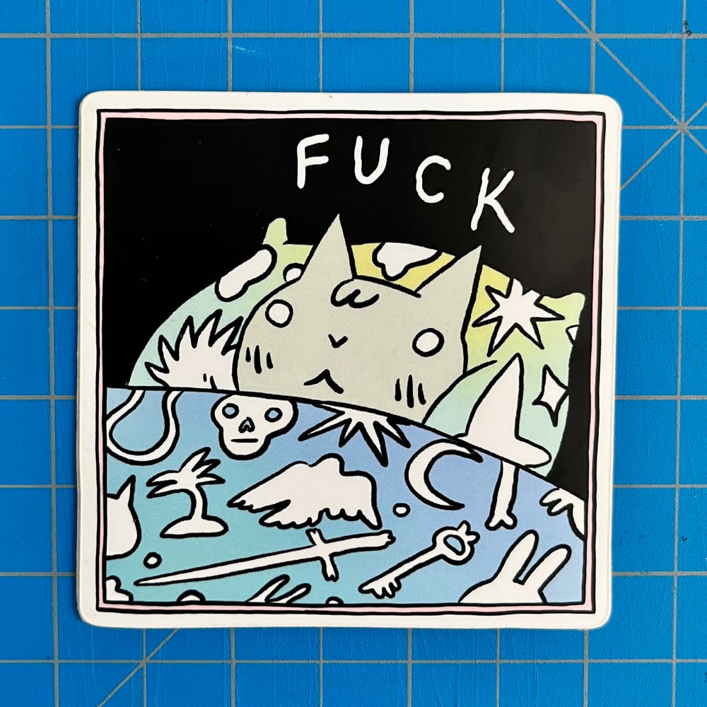 Image of Cussing Cat in Bed Sticker