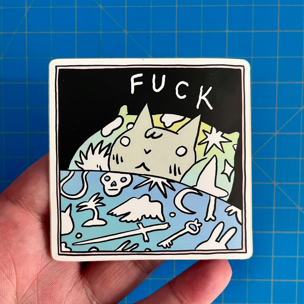 Image of Cussing Cat in Bed Sticker