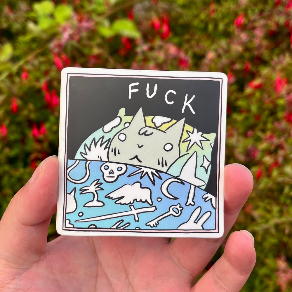 Image of Cussing Cat in Bed Sticker