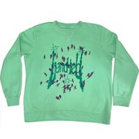 Image 1 of green/purple logo sweatshirt