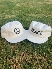Image 2 of Peace Sign Hat White