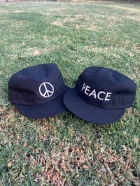 Image 3 of Peace Word Hat Black