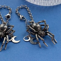 Image 1 of BIG SPIDER - Chain Ear Weights - Stretched Ears - PAIR - Silver Spider Weights