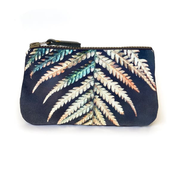 Image of Fern frond, velvet zipper pouch