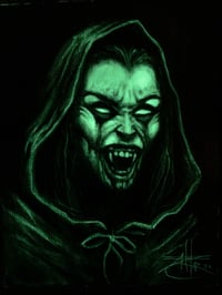 Image 3 of "Vampire Woman" 11x14" Glow in the Dark Oil Sketch