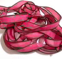 Image 1 of  1PC. WATERMELON 42" hand dyed wrist wrap bracelet silk ribbon/Yoga wrist wrap bracelet ribbon