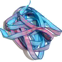 Image 3 of 1PC. COTTON CANDY 42" hand dyed wrist wrap bracelet silk ribbon//Yoga wrist wrap bracelet ribbon