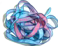 Image 1 of 1PC. COTTON CANDY 42" hand dyed wrist wrap bracelet silk ribbon//Yoga wrist wrap bracelet ribbon