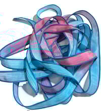 Image 2 of 1PC. COTTON CANDY 42" hand dyed wrist wrap bracelet silk ribbon//Yoga wrist wrap bracelet ribbon