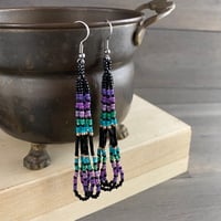 Image 3 of Midnight on the coast 2 - seed beaded earrings