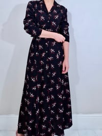 Image 1 of Vintage 90's Laura Ashley Dark Floral Button Down Shirt Maxi Dress (Size 12-14)