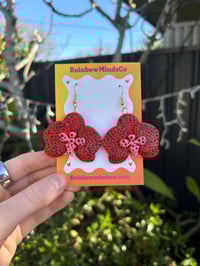 Image 1 of Red phalaenopsis polymer clay earrings 