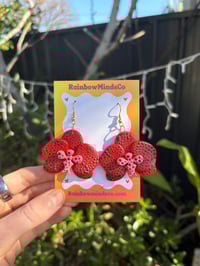Image 2 of Red phalaenopsis polymer clay earrings 