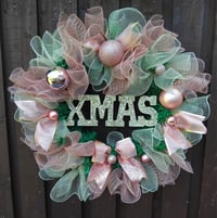 Image 1 of Rose Gold Xmas Wreath, Wall Decor, Door Wreath