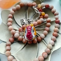 Image 2 of Clay Elephant Necklace with Marble and Yellow Aventurine Beads