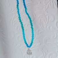 Image 3 of Blue Glass Anchor Necklace
