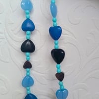 Image 4 of Hematite, Howlite, Agate and Glass Blue Hearts Necklace