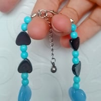 Image 5 of Hematite, Howlite, Agate and Glass Blue Hearts Necklace