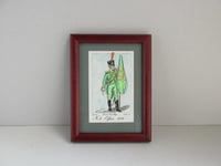 Image 2 of Vintage Small Watercolour Painted Engraving Print, Military Officer French Irish Regt 1811, Framed