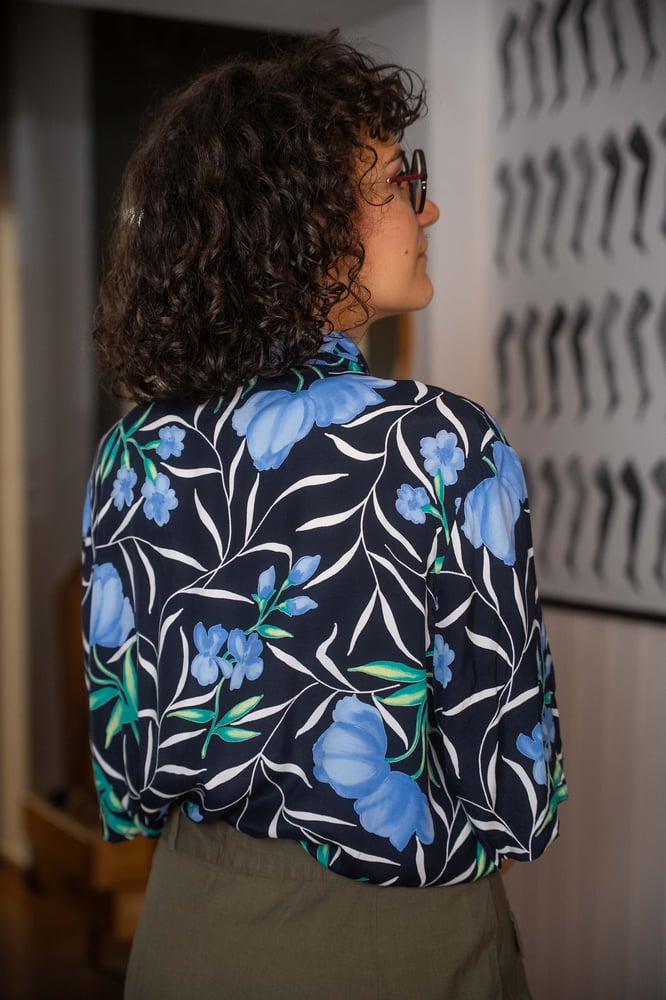 Image of Camicia flowers blue
