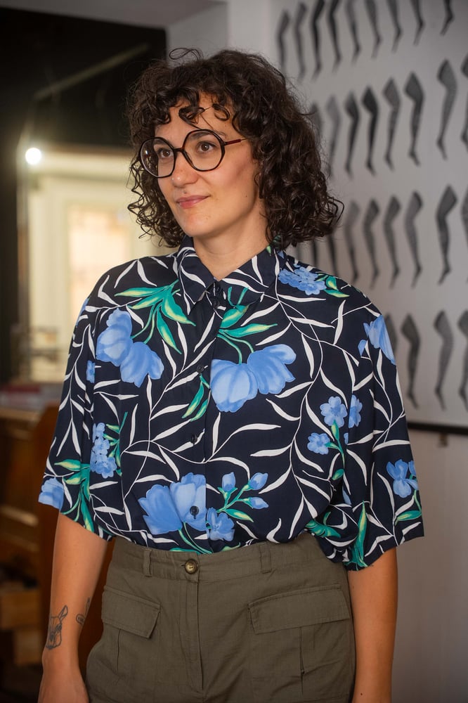 Image of Camicia flowers blue
