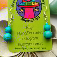 Image 2 of Blue Howlite and Glass Drop Earrings