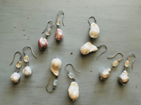 Image 9 of Huge Baroque Pearl And Rainbow Moonstone Earrings