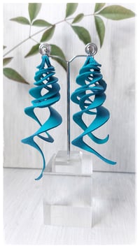 Image 3 of Orecchini artigianali in pelle CURLS  - Turchese