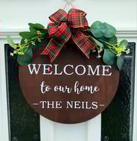 Image 1 of 12" Handmade Personalised Welcome Sign,Tartan Welcome Sign,Home Decor,Family Wall Sign,New Home Gift