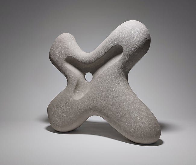 Stand - Hand-Built Grey Ceramic Sculpture 