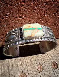 Image 3 of WL&A Handmade Ingot Old Style Repoussé Royston Ribbon Cuff - Size 7" to 7.5" Wrist
