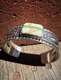 Image 2 of WL&A Handmade Ingot Old Style Repoussé Royston Ribbon Cuff - Size 7" to 7.5" Wrist