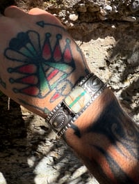 Image 4 of WL&A Handmade Ingot Old Style Repoussé Royston Ribbon Cuff - Size 7" to 7.5" Wrist