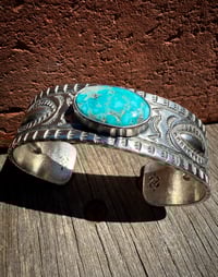 Image 2 of WL&A Handmade Ingot Old Style Repoussé White Water Cuff - Size 7" to 7.5" Wrist 