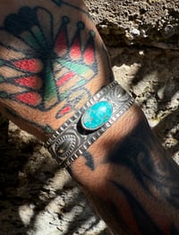 Image 4 of WL&A Handmade Ingot Old Style Repoussé White Water Cuff - Size 7" to 7.5" Wrist 